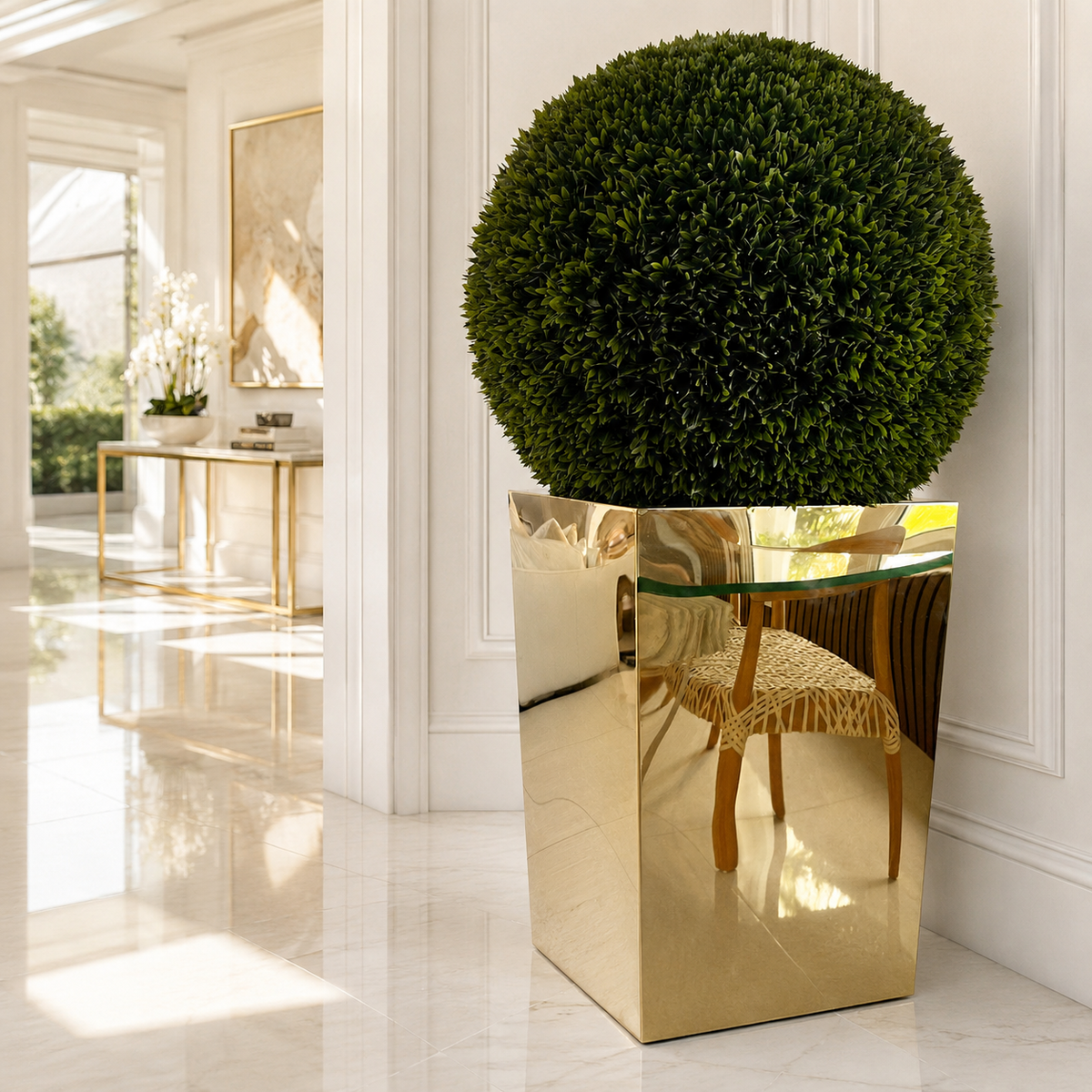 Topiario 51 cm en Cubo Dorado | Botánica Luma