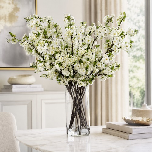 Flores de Cerezo Blanco en Cilindro de Vidrio | Botánica Luma