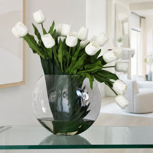 Tulipanes Blancos en Jarrón Luna | Botánica Luma