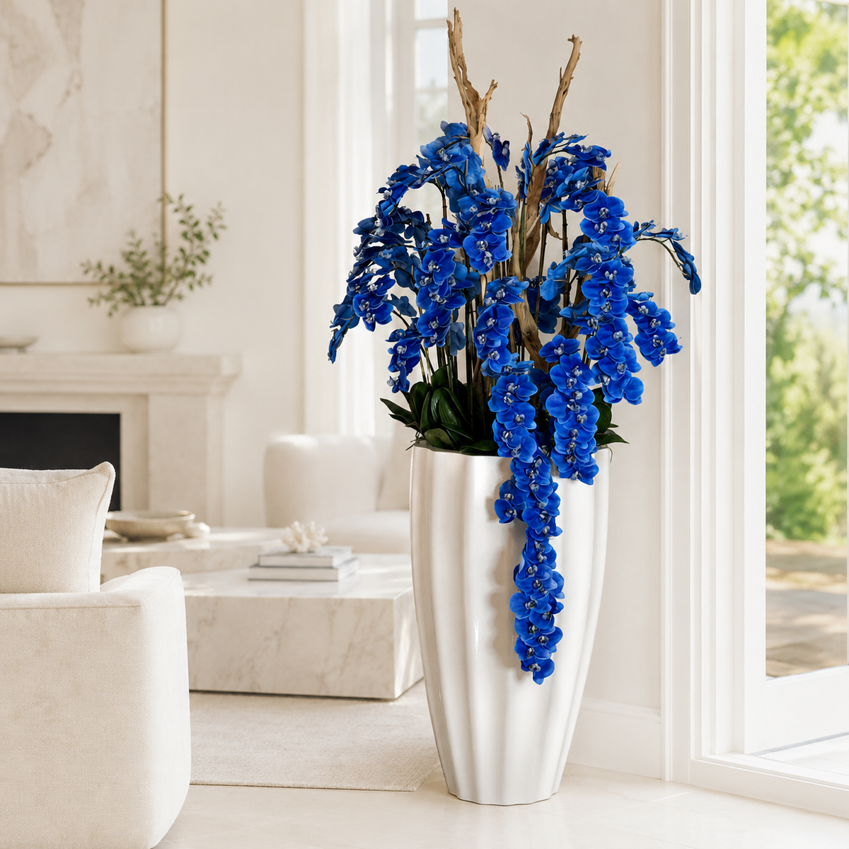Orquídeas Azules en Cascada en Macetero San José Blanco