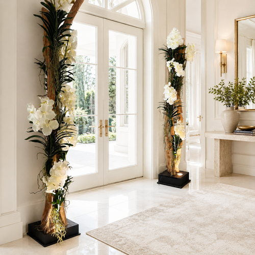 Lámpara Liana con Orquídeas Vanda Blancas | Botánica Luma
